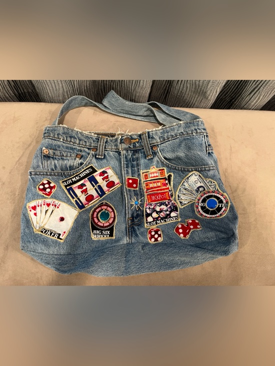 Levi's Handbags - Levi's Blue Denim Tote with Red & Gold Casino Patches